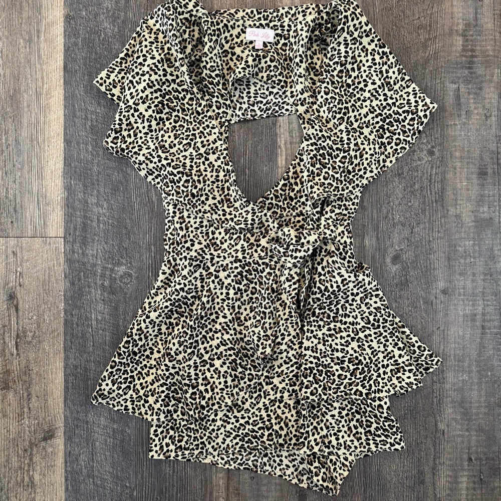 Pink Lily Leopard Romper